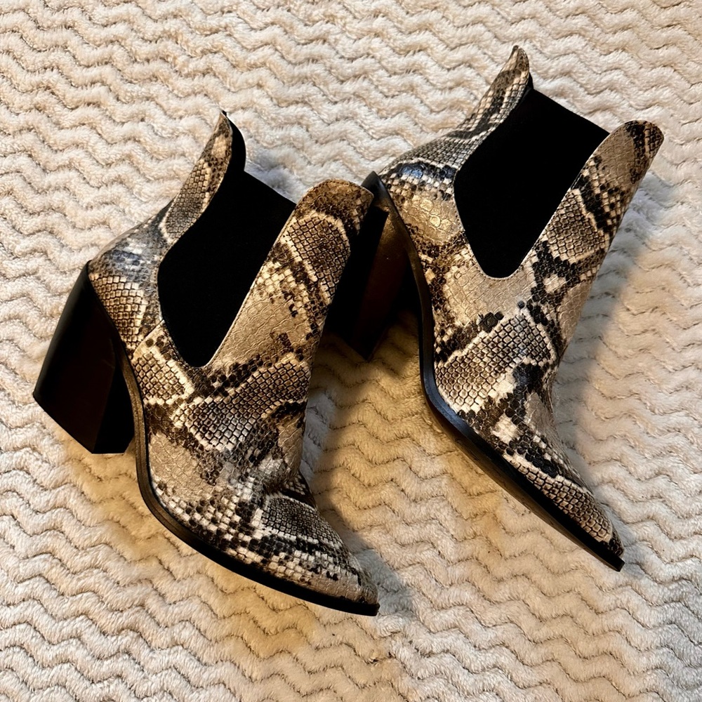 Steve Madden Snakeskin and Black Ankle Booties